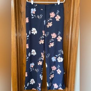 Navy Blue Floral Slacks by Ann Taylor